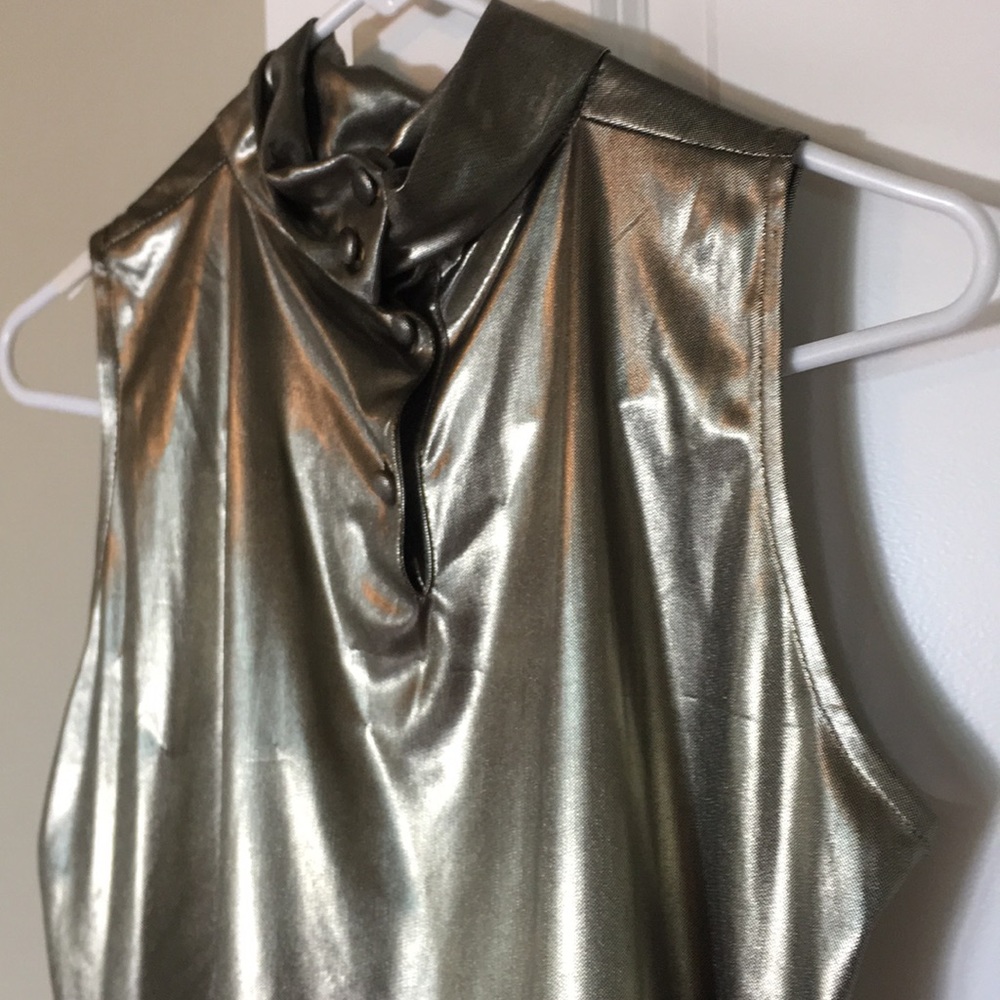 Vintage 70’s Metallic Silver Tank Women’s Sz M Top - Picture 5 of 8